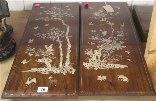 Pair of Chinese mother of pearl-inlaid panels